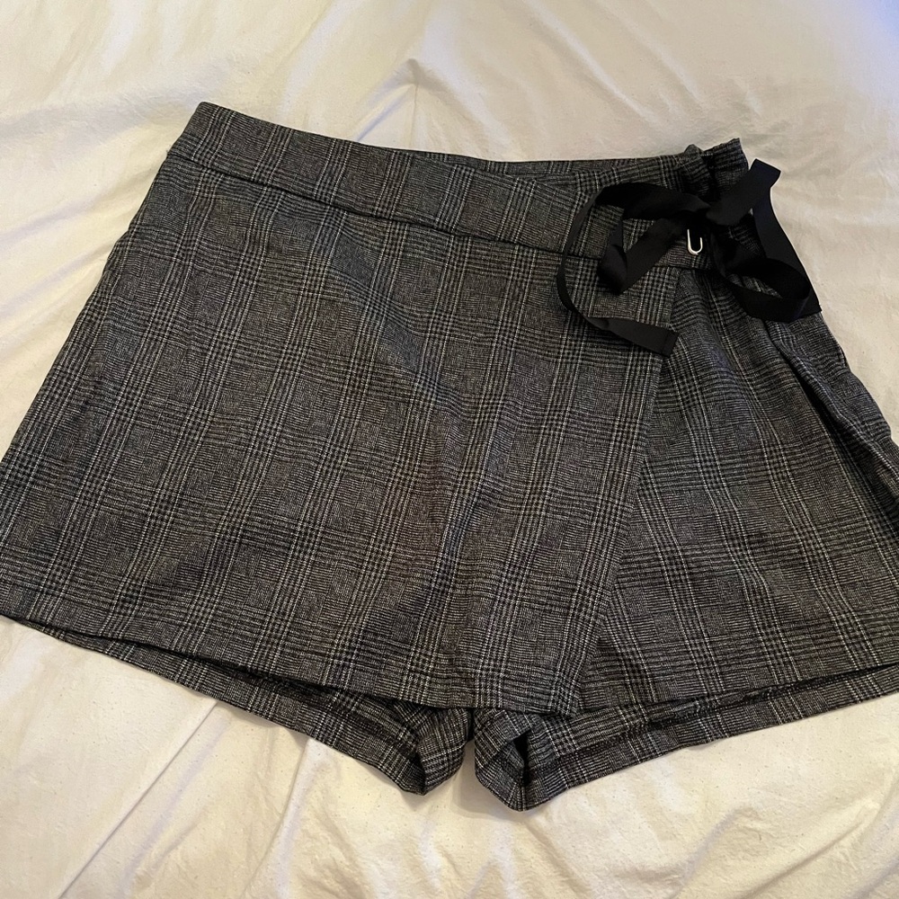 City chic plaid wrap front plaid skort
